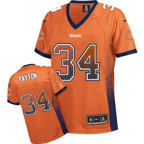 Women's Elite Walter Payton Nike Jersey Orange - #34 Drift Fashion NFL Chicago Bears